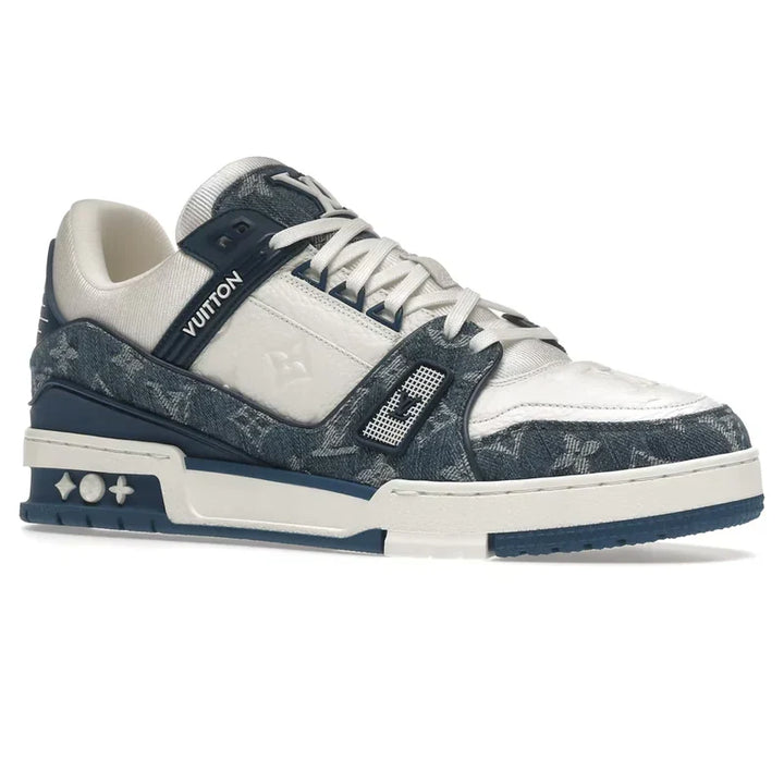 LV TRAINER MONOGRAM DENIM WHITE BLUE