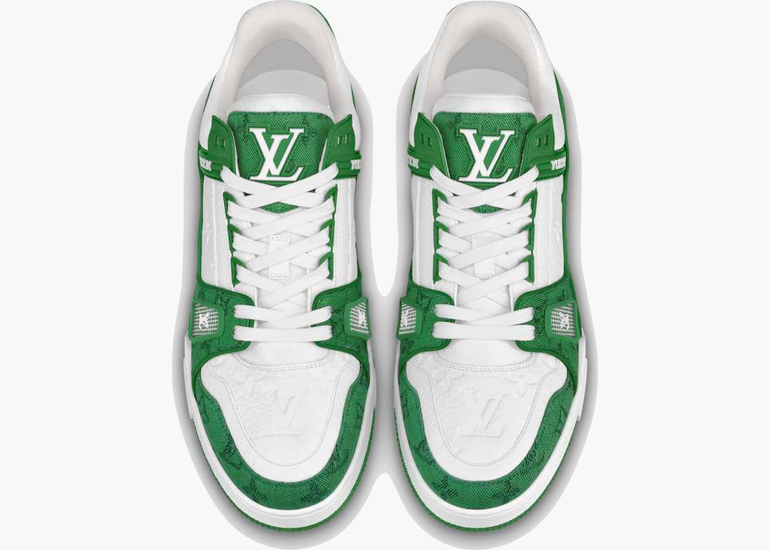 Louis Vuitton Trainer Green Monogram Denim White
