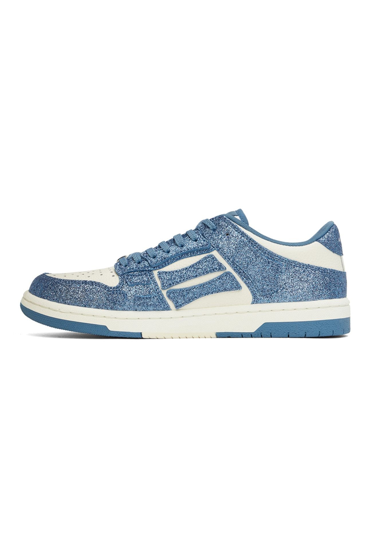 AMIRI White & Bleu Shimmer Skel-Top Low