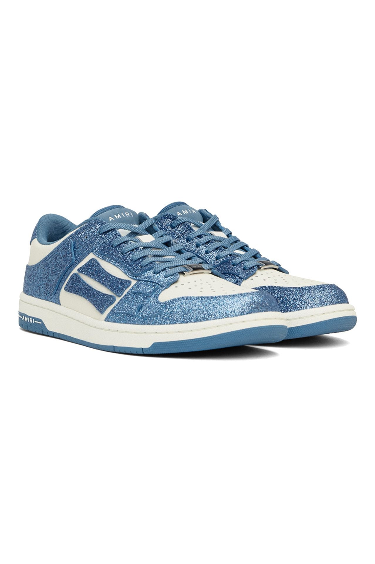 AMIRI White & Bleu Shimmer Skel-Top Low