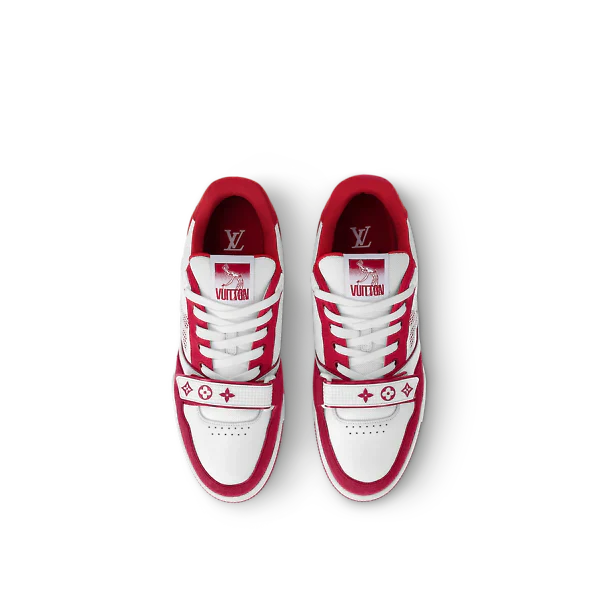 LV TRAINER MONOGRAM RED DENIM